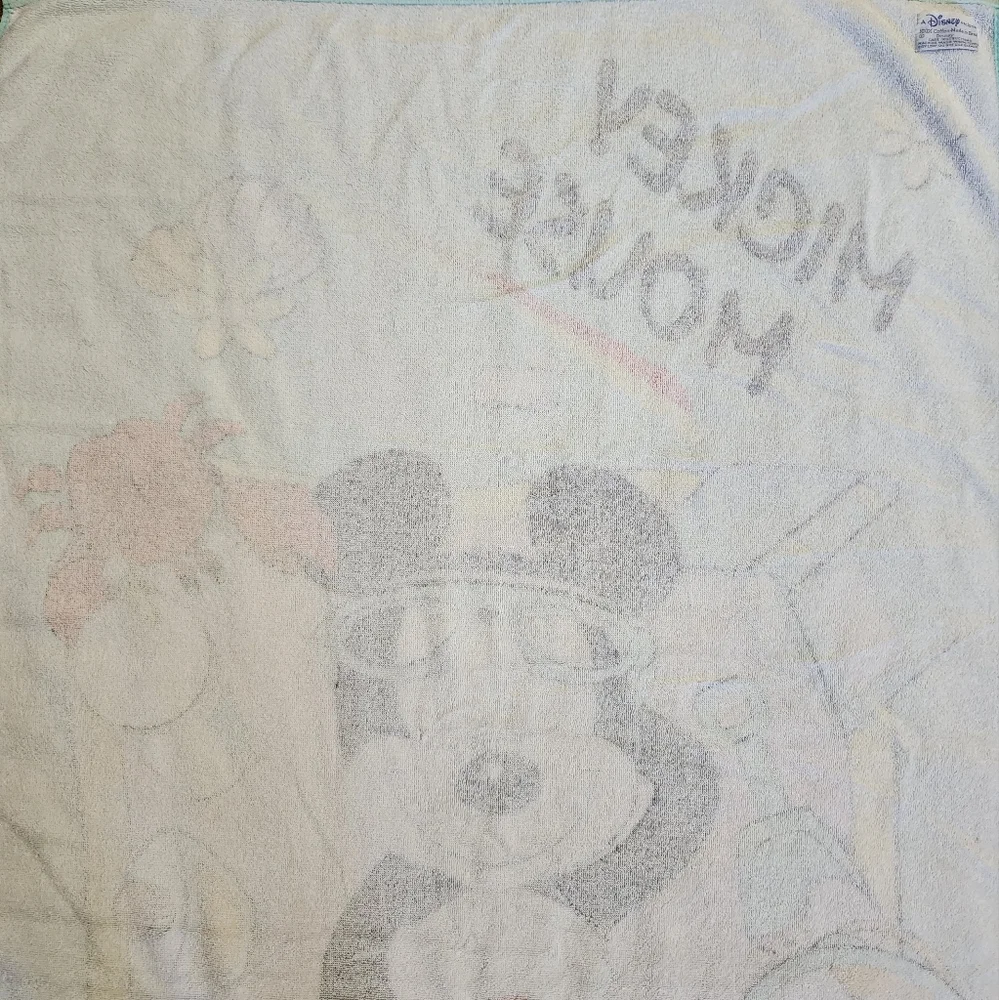 Vintage Disney Mickey Mouse Beach Towel Summer Pool Shells Cotton